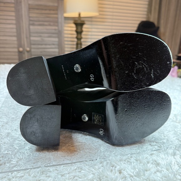 Simon Miller Ankle Boots 41 Low Raid Black Leather Platform Block Heel Rock Chic - Picture 12 of 14